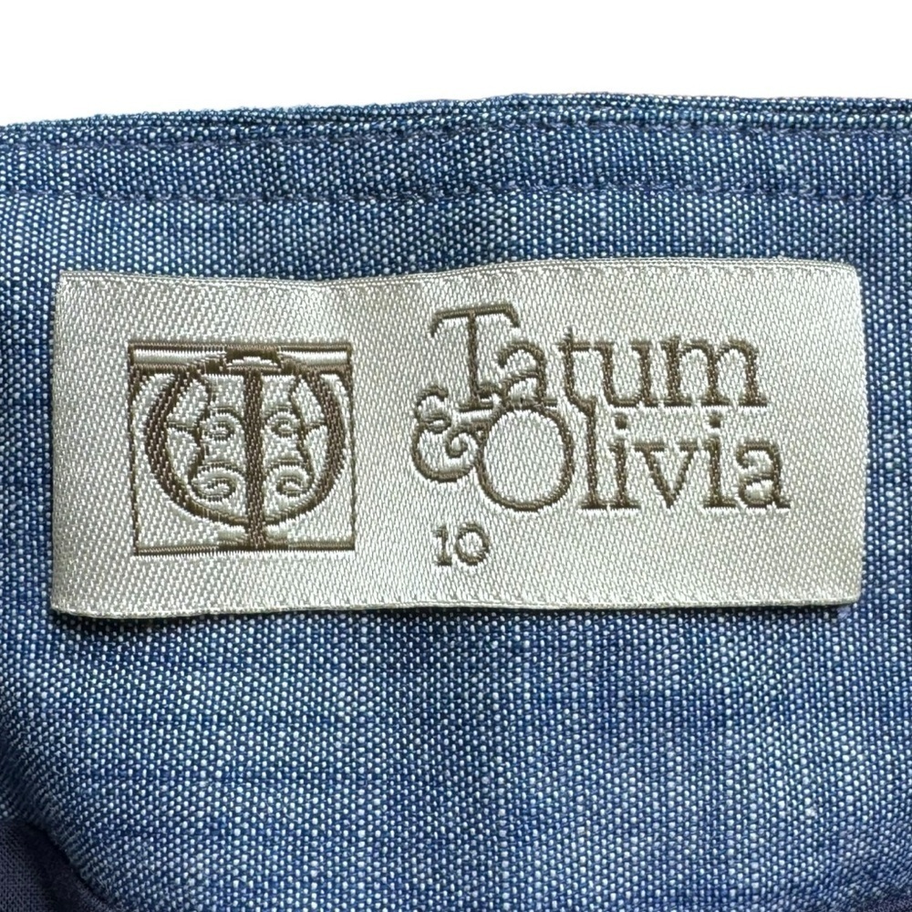 Tatum & Olivia Linen Maxi Skirt Lined Blue Godet Hem Academia Women’s Size 10/12 - Picture 8 of 8